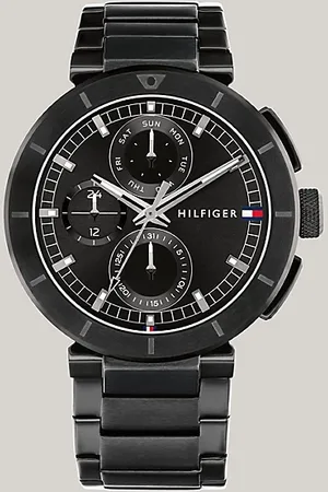 Tommy Hilfiger Schwarze ionenplattierte Edelstahl-Armbanduhr