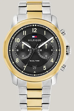 Tommy Hilfiger Zweifarbige Uhr mit schwarzem Zifferblatt