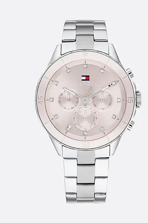 Tommy Hilfiger Edelstahl-Uhr mit rosafarbenem Zifferblatt