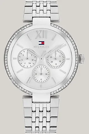Tommy Hilfiger Edelstahluhr mit kristallverzierter Lünette