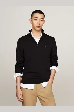 Tommy Hilfiger Pullover mit Viertel-Reißverschluss und Flag