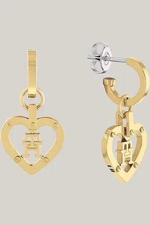 Tommy Hilfiger Vergoldete Ohrringe mit TH-Monogramm-Herz