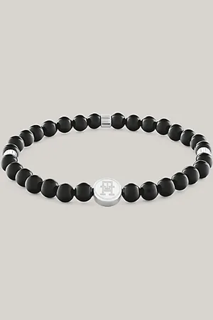 Tommy Hilfiger Armband aus Onyx-Perlen mit TH-Monogramm