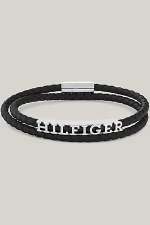 Tommy Hilfiger Schwarzes Armband aus geflochtenem Leder