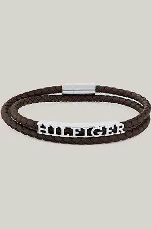 Tommy Hilfiger Braunes Armband aus geflochtenem Leder