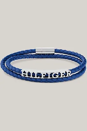Tommy Hilfiger Blaues Armband aus geflochtenem Leder