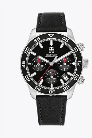 Tommy Hilfiger Chronograf mit schwarzem Lederarmband
