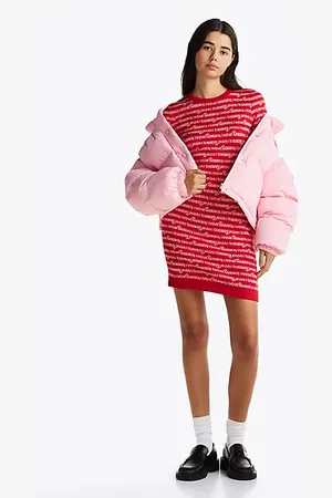 Tommy Hilfiger Mini-Strickkleid mit Logomuster-Print