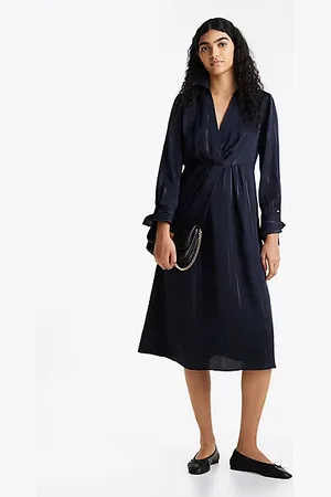 Tommy Hilfiger Midi-Kleid mit Metallic-Streifen und Kragen