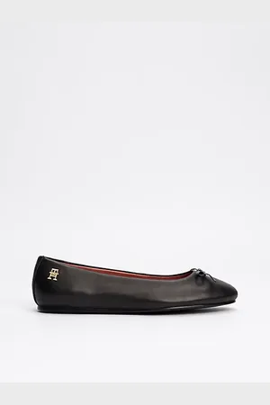 Tommy Hilfiger Leder-Ballerina mit TH-Monogramm und Schleife