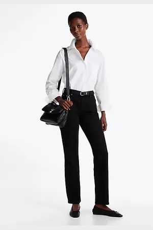 Tommy Hilfiger Schwarze Straight Jeans mit mittelhohem Bund