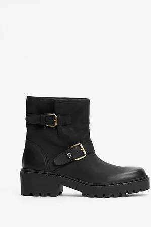 Tommy Hilfiger Biker-Lederstiefel mit rutschhemmender Sohle