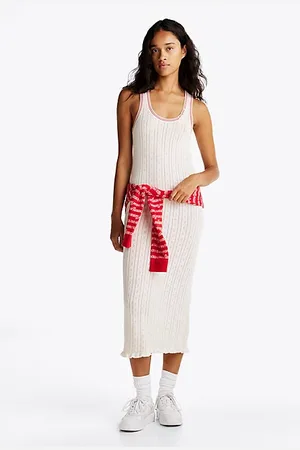 Tommy Hilfiger Slim Fit Maxi-Strickkleid mit Pointelle