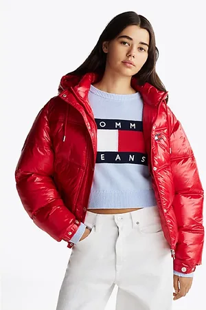 Tommy Hilfiger Glänzende Puffer-Jacke mit Kapuze