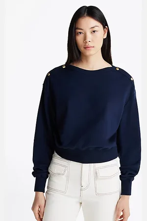 Tommy Hilfiger Sweatshirt mit U-Boot-Ausschnitt und Knöpfen