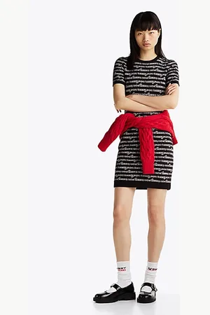 Tommy Hilfiger Mini-Strickkleid mit Logomuster-Print