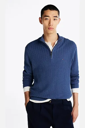 Tommy Hilfiger Reißverschluss-Pullover aus Fischgrät-Strick