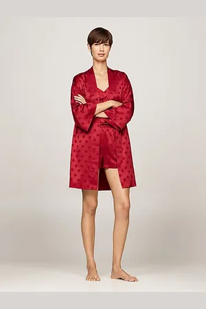 Tommy Hilfiger Satin-Bademantel mit Jacquard-Punkten