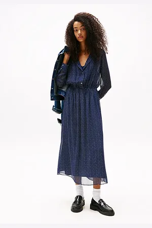 Tommy Hilfiger Midi-Kleid mit Stern-Print und Falten