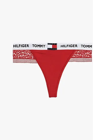 Tommy Hilfiger Heritage String mit Leopardenspitze und Logo