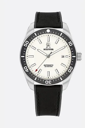 Tommy Hilfiger Uhr mit Lederarmband und cremefarbenem Zifferblatt
