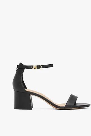 Tommy Hilfiger Leder-Sandale mit TH-Monogramm und Blockabsatz