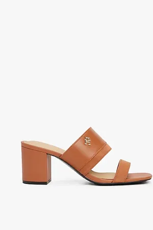 Tommy Hilfiger Leder-Pantolette mit Blockabsatz