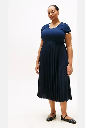 Tommy Hilfiger Curve Fit-and-Flare-Midikleid mit Faltenrock