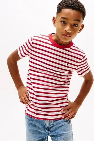 Tommy Hilfiger Rundhals-T-Shirt mit aufgestickter Flag