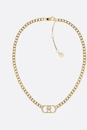 Tommy Hilfiger TH Monogram vergoldete Halskette mit Kristall