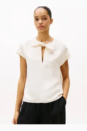Tommy Hilfiger Regular Fit Bluse mit Bindeband am Ausschnitt