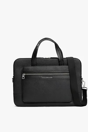 Tommy Hilfiger Laptoptasche aus Narbenleder mit Metall-Logo