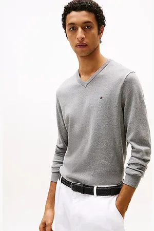 Tommy Hilfiger Pullover mit V-Ausschnitt und Flag-Stickerei