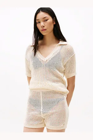 Tommy Hilfiger Kurzarm-Bluse im Häkel-Design