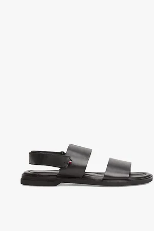 Tommy Hilfiger Ledersandale mit zwei Riemen und Branding