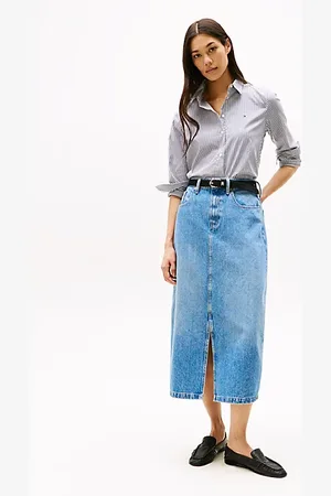 Tommy Hilfiger Midi-Jeansrock mit hohem Bund