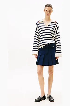 Tommy Hilfiger Mini-Faltenrock mit goldfarbenen Knöpfen