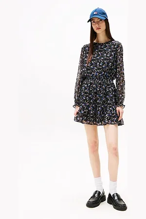 Tommy Hilfiger Mini-Chiffonkleid mit Blumen-Print
