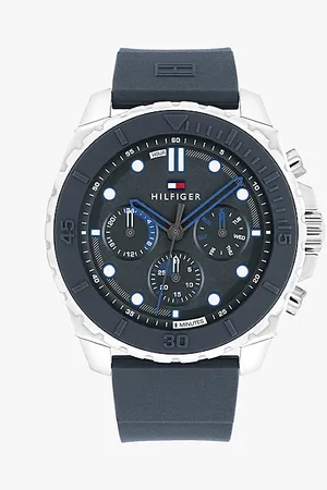 Tommy Hilfiger Armbanduhr mit blauer Lünette aus Silikon