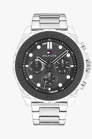 Tommy Hilfiger Uhr mit Gliederarmband und grauer Silikon-Lünette