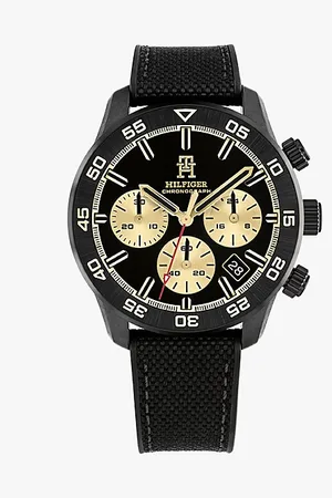 Tommy Hilfiger Schwarzer Chronograf mit TH-Monogramm