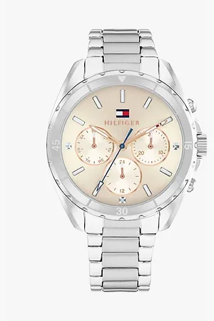 Tommy Hilfiger Uhr mit Totalisatoren und Zifferblatt in Taupe