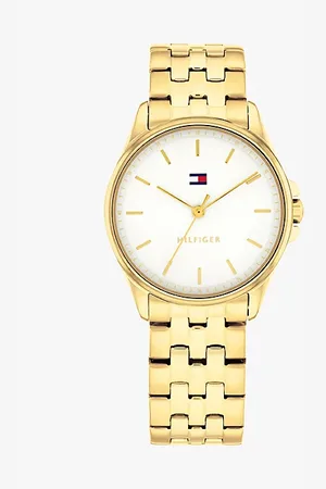 Tommy Hilfiger Vergoldete Armbanduhr mit weißem Zifferblatt