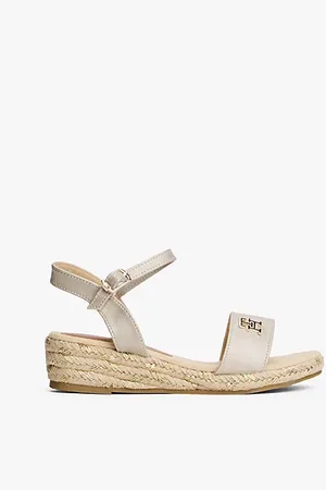 Tommy Hilfiger Keilabsatz-Sandale mit Bast und TH-Monogramm