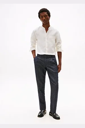 Tommy Hilfiger Regular Fit Nadelstreifen-Hose aus Leinenmix