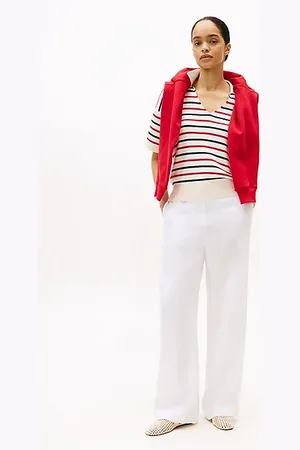 Tommy Hilfiger Tailored Straight Leg Fit Hose aus Leinenmix
