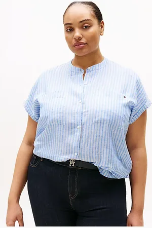 Tommy Hilfiger Curve Relaxed Fit Kurzarm-Leinenbluse