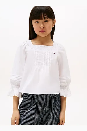 Tommy Hilfiger Bluse mit Lochstickerei und Biesen