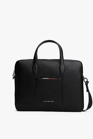 Tommy Hilfiger Genarbte Laptop-Tasche mit Metall-Logo