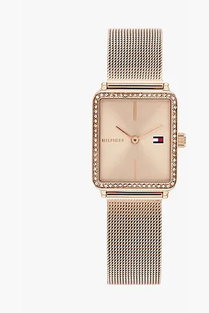 Tommy Hilfiger Nelkenvergoldete Uhr mit Mesh-Armband und Kristallen